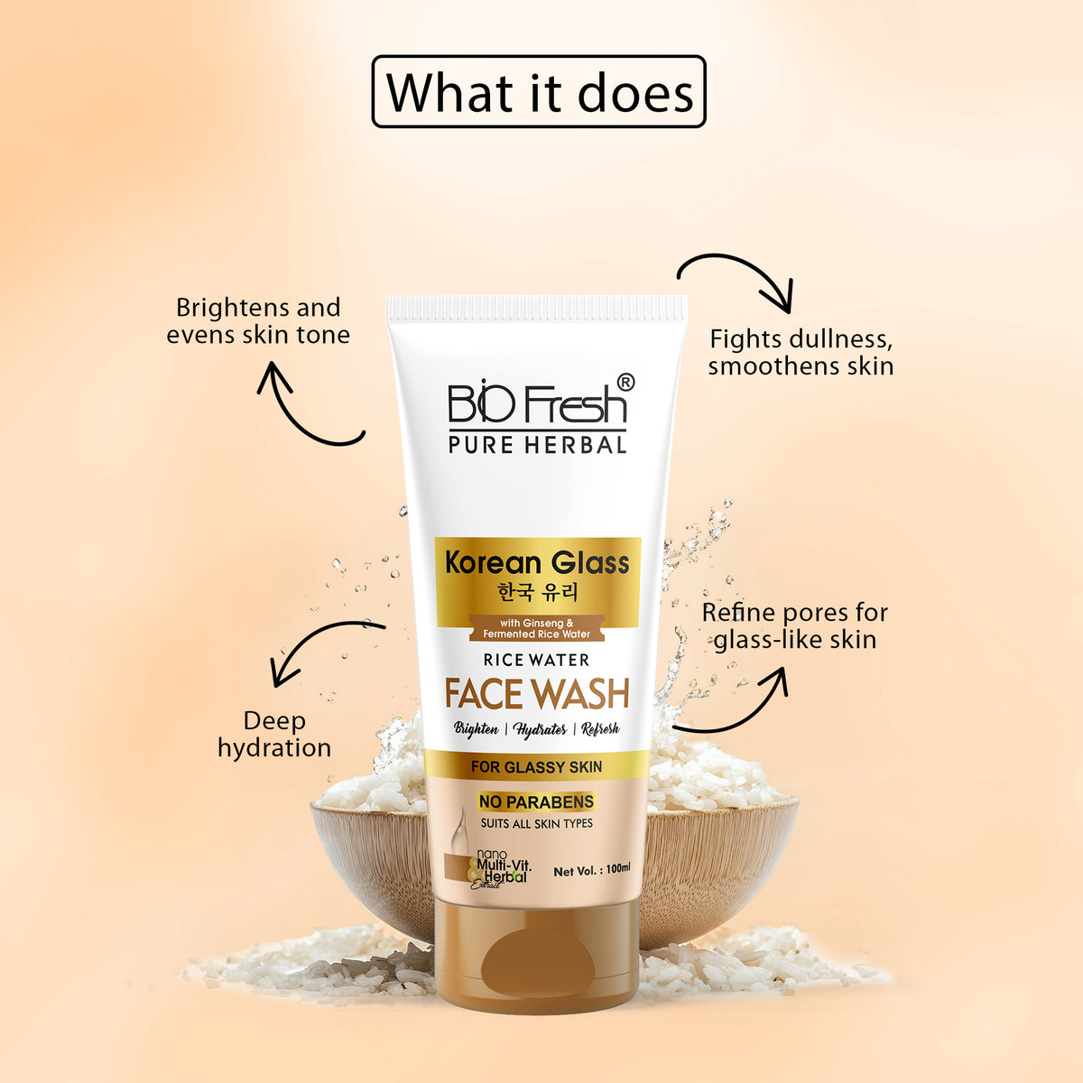 Bio Fresh Pure Herbal — Korean Glass Rice Water Face Wash